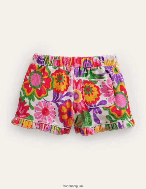 filles Boden floral multi-festival short en tissu éponge imprimé à volants vêtements Z42D02641