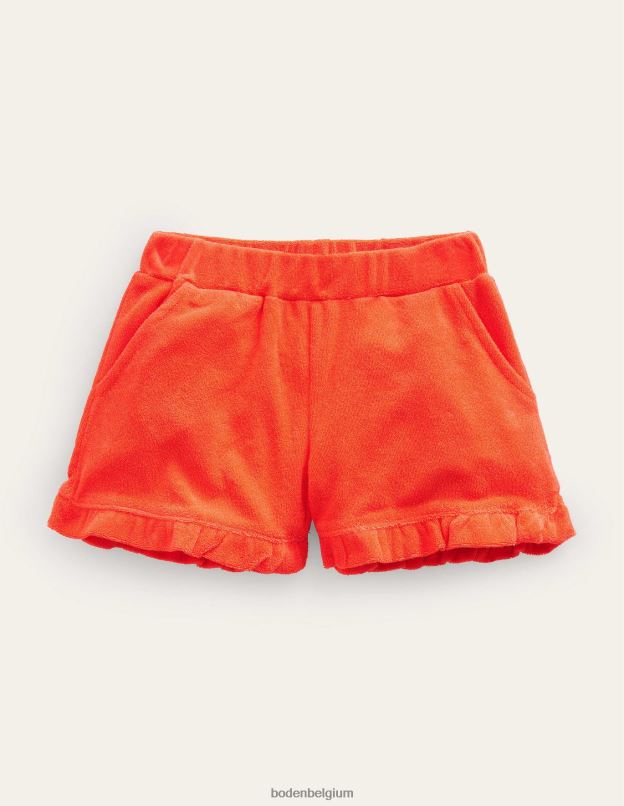 filles Boden mandarine short en tissu éponge à ourlet volanté vêtements Z42D03229