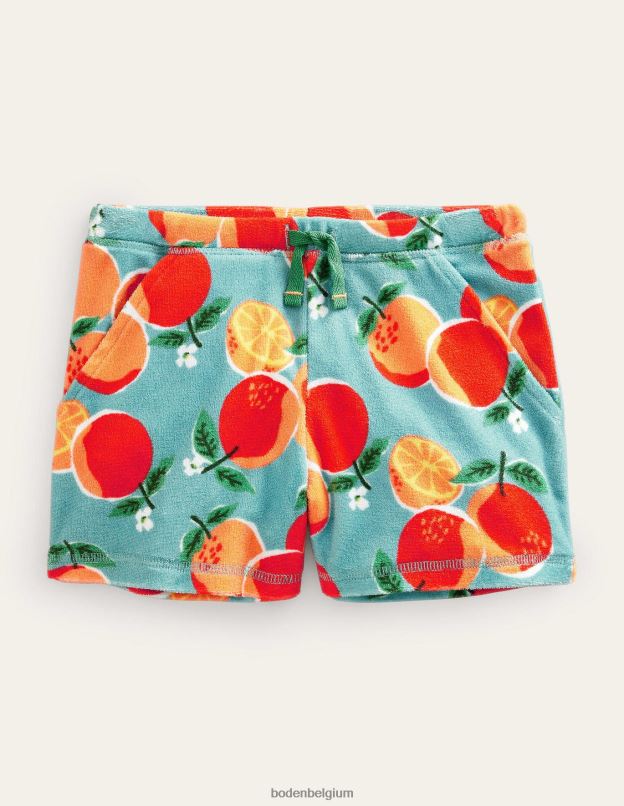 filles Boden oranges bleu aqua short en éponge imprimé vêtements Z42D02636