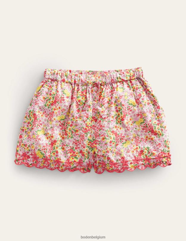 filles Boden pêche punch floral short à ourlet brodé vêtements Z42D03144