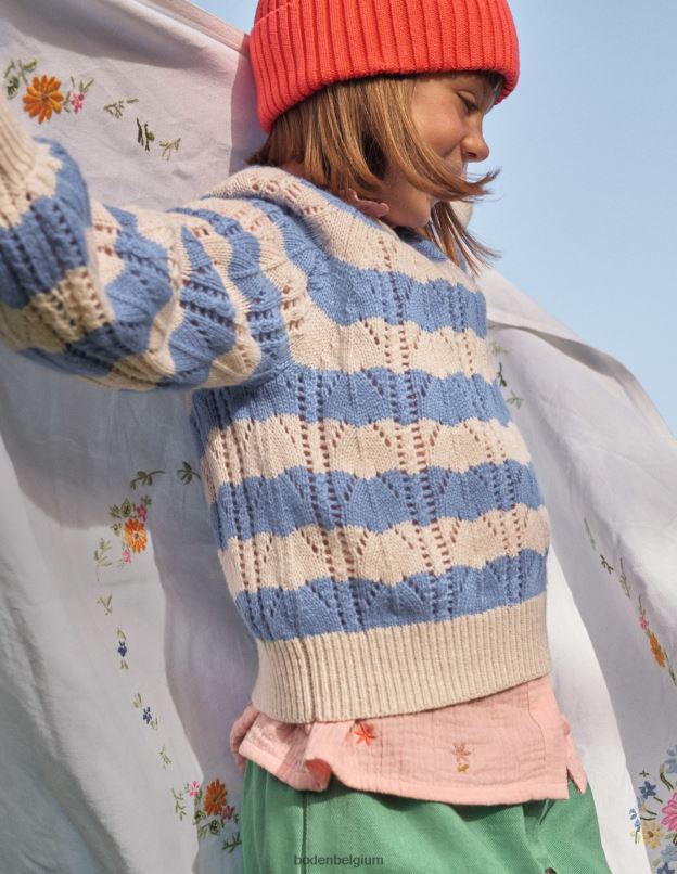 filles Boden bande bleue pull texturé décontracté vêtements Z42D03174