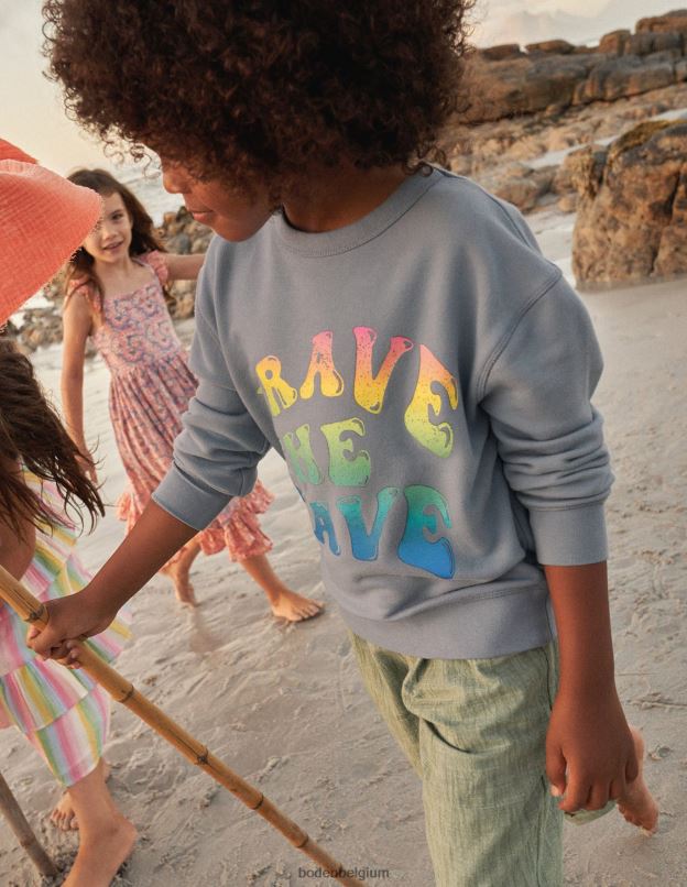 filles Boden caillou Bleu sweat à logo vêtements Z42D02979