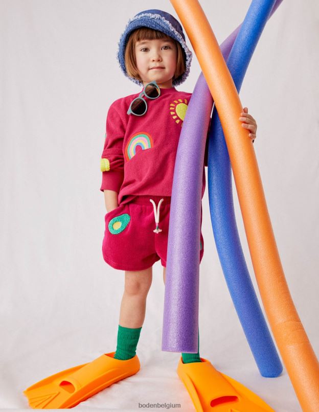 filles Boden canne à sucre rose sweat à logo en éponge vêtements Z42D03005