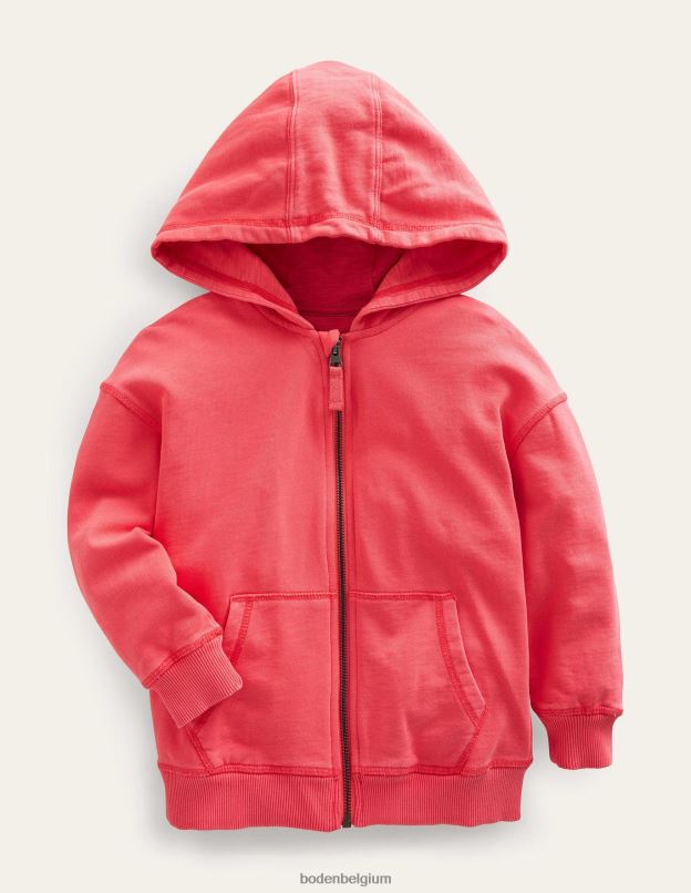 filles Boden confiture lavée rouge sweat à capuche zippé teint en pièce vêtements Z42D02907