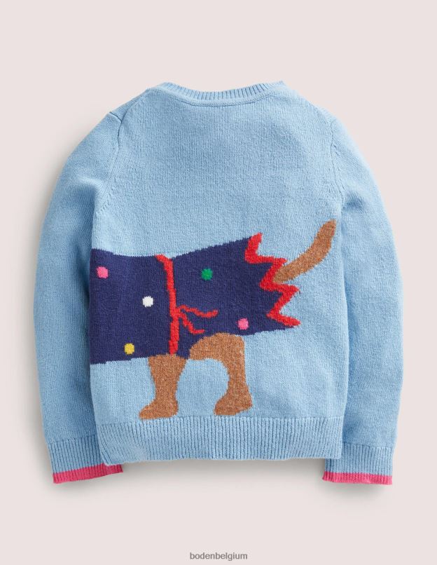 filles Boden cracker de chien bleu poussiéreux pull de Noël festif à imprimé chien vêtements Z42D03120