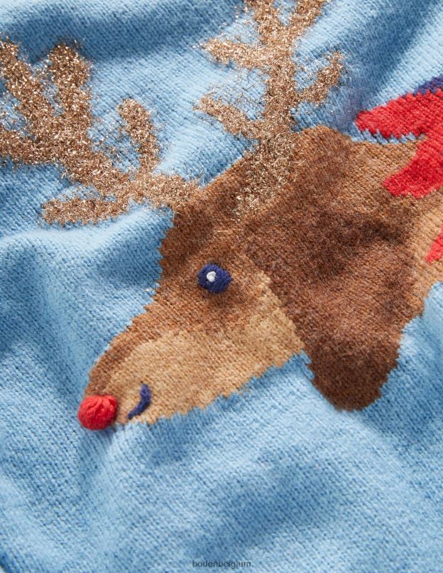 filles Boden cracker de chien bleu poussiéreux pull de Noël festif à imprimé chien vêtements Z42D03120