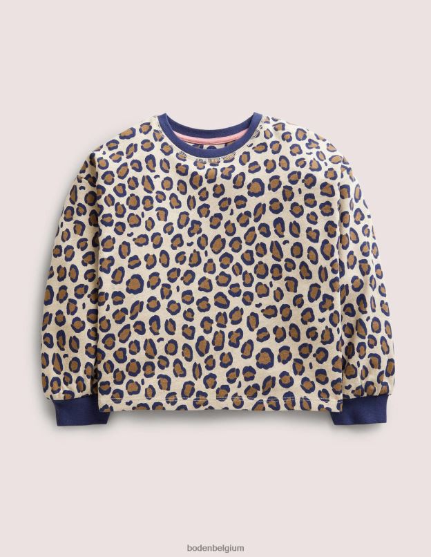 filles Boden léopard marron noisette sweat-shirt décontracté vêtements Z42D03140