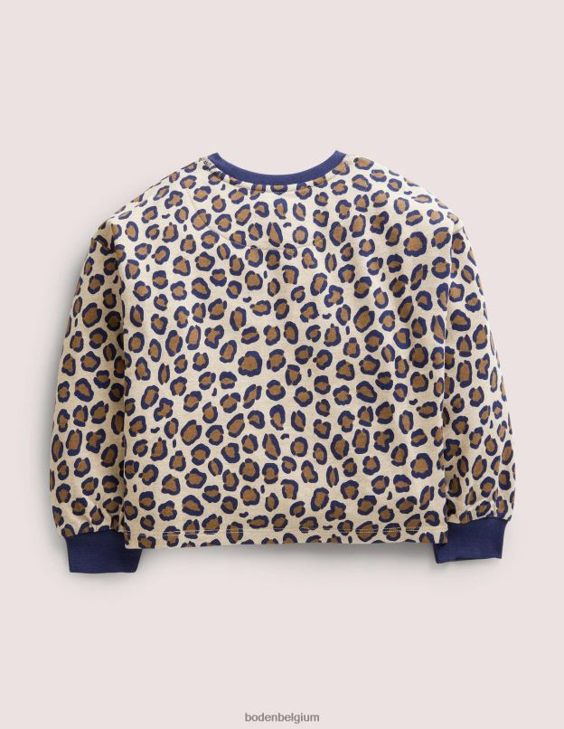 filles Boden léopard marron noisette sweat-shirt décontracté vêtements Z42D03140