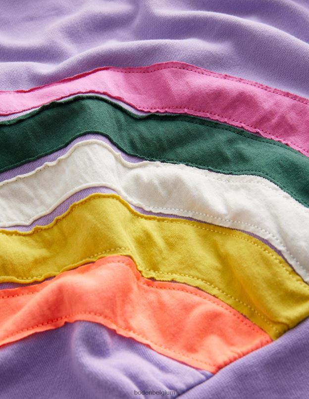 filles Boden lavande sweat à appliqué arc-en-ciel vêtements Z42D03269