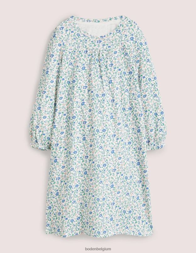 filles Boden petit motif floral ivoire/bleu nuisette imprimée à manches longues vêtements Z42D02935