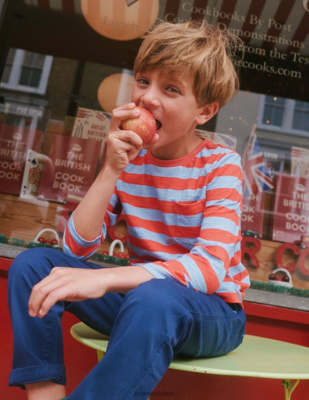 garçons Boden bleu crépuscule/confiture t-shirt délavé à manches longues vêtements Z42D0846