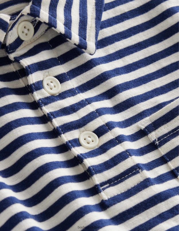 garçons Boden bleu marine/ivoire polo flammé à rayures vêtements Z42D0863