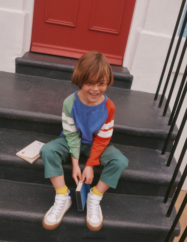 garçons Boden bleu/vert/orange chiné t-shirt raglan color block vêtements Z42D0849