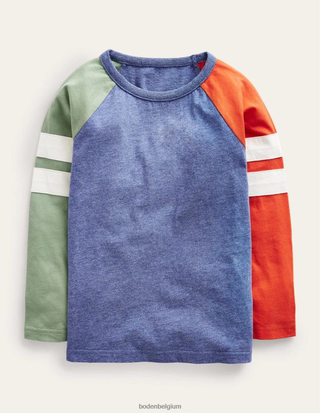 garçons Boden bleu/vert/orange chiné t-shirt raglan color block vêtements Z42D0849