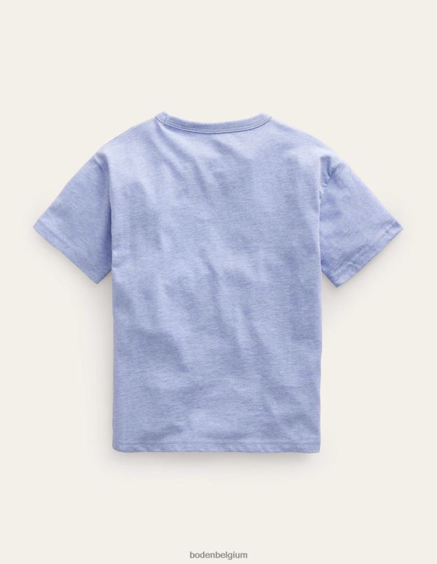 garçons Boden chiné bleu clair t-shirt décontracté à imprimé artistique vêtements Z42D0862