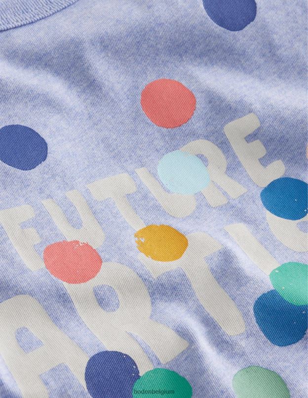 garçons Boden chiné bleu clair t-shirt décontracté à imprimé artistique vêtements Z42D0862