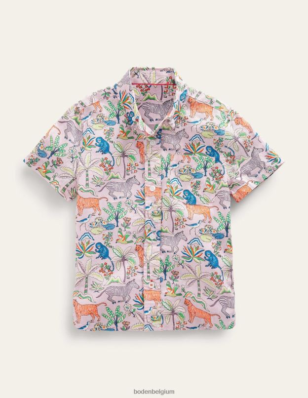 garçons Boden jardin tropical rose camée chemise en coton et lin vêtements Z42D0850