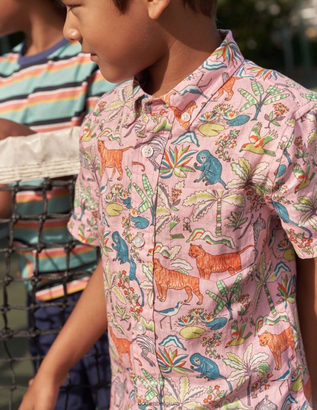 garçons Boden jardin tropical rose camée chemise en coton et lin vêtements Z42D0850