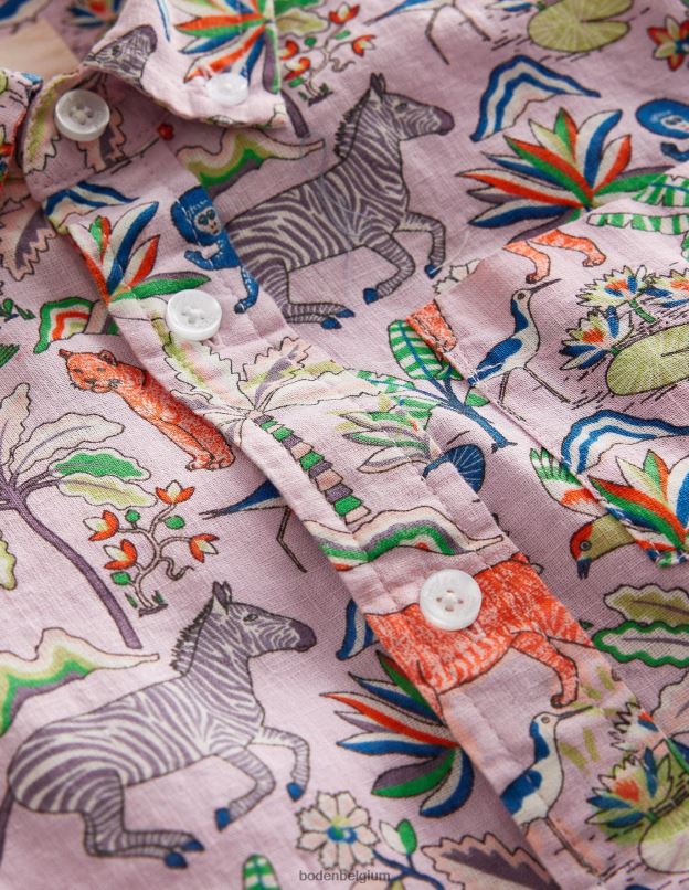 garçons Boden jardin tropical rose camée chemise en coton et lin vêtements Z42D0850