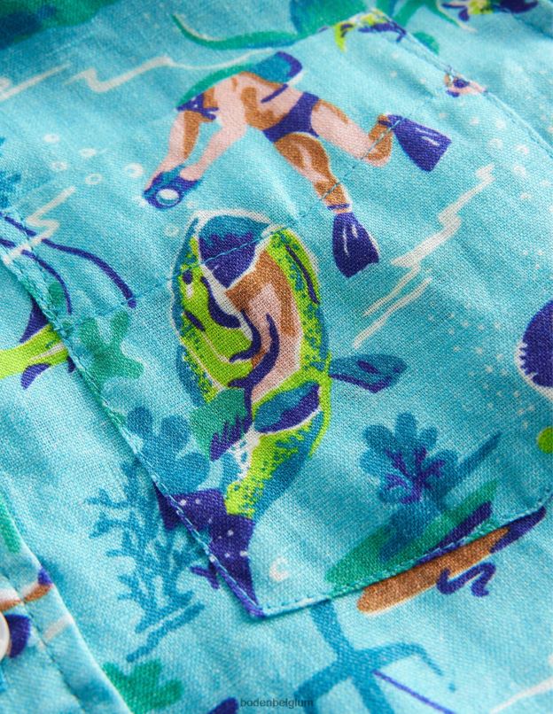 garçons Boden plongeur aquatique chemise en coton et lin vêtements Z42D0845