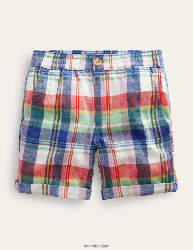 garçons Boden opale de feu/madras vert short retroussé élégant vêtements Z42D0883