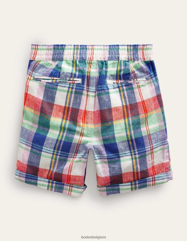 garçons Boden opale de feu/madras vert short retroussé élégant vêtements Z42D0883
