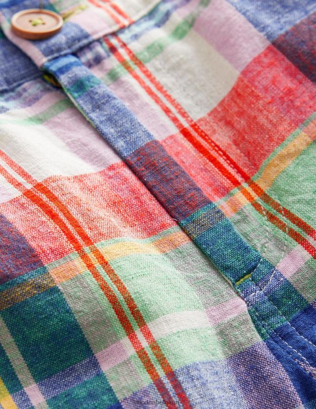 garçons Boden opale de feu/madras vert short retroussé élégant vêtements Z42D0883