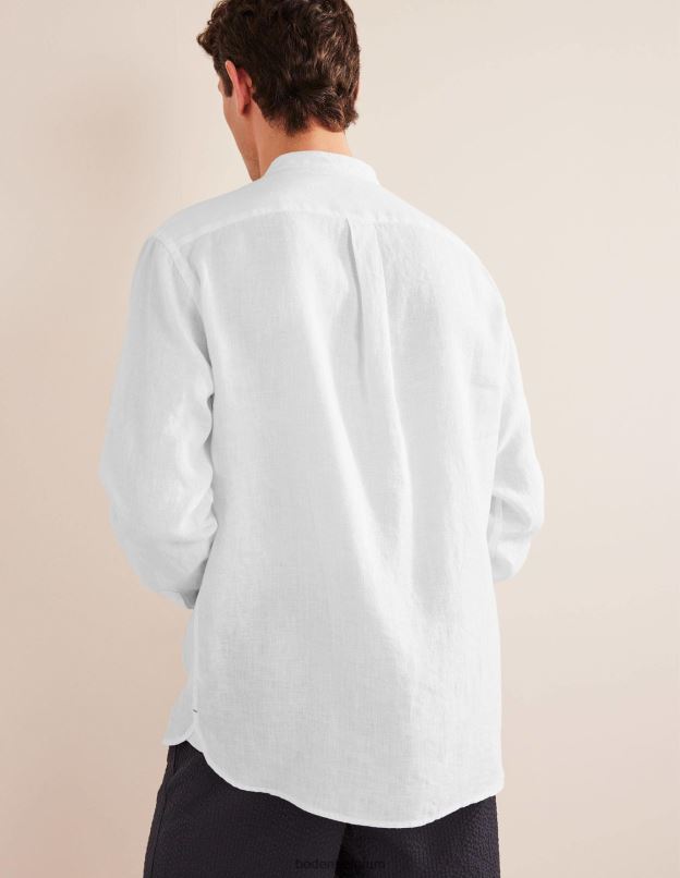 Hommes Boden blanc chemise en lin à col grand-père vêtements Z42D03628