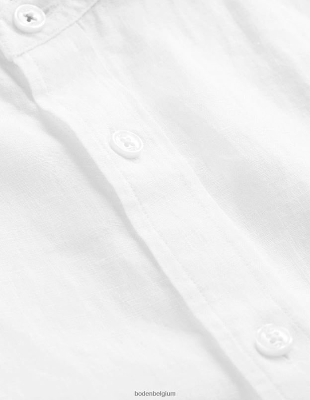 Hommes Boden blanc chemise en lin à col grand-père vêtements Z42D03628