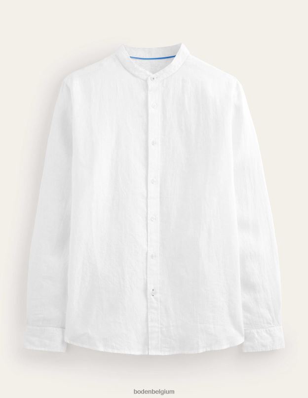 Hommes Boden blanc chemise en lin à col grand-père vêtements Z42D03628
