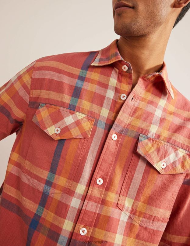 Hommes Boden chèque rouge chemise décontractée à carreaux en coton vêtements Z42D03558