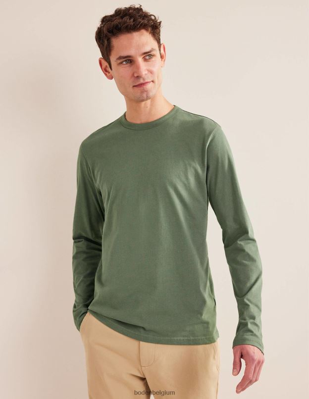 Hommes Boden alligator vert t-shirt slim à manches longues vêtements Z42D03639