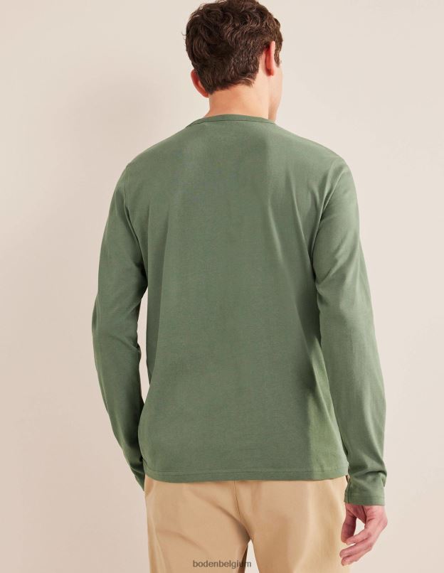 Hommes Boden alligator vert t-shirt slim à manches longues vêtements Z42D03639