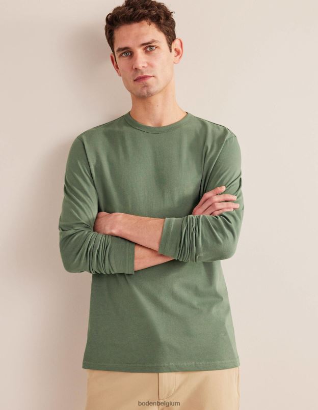 Hommes Boden alligator vert t-shirt slim à manches longues vêtements Z42D03639