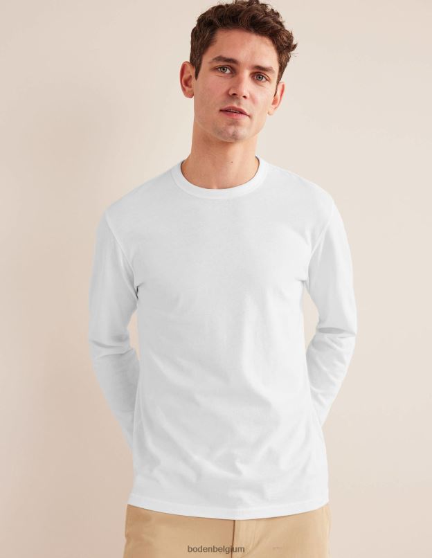 Hommes Boden blanc t-shirt slim à manches longues vêtements Z42D03638