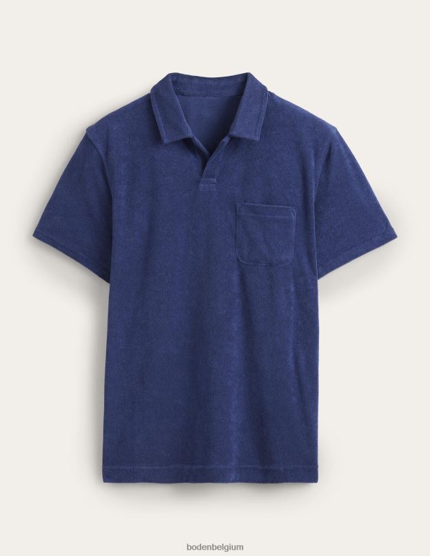 Hommes Boden bleu marine polo en éponge à col ouvert vêtements Z42D03620