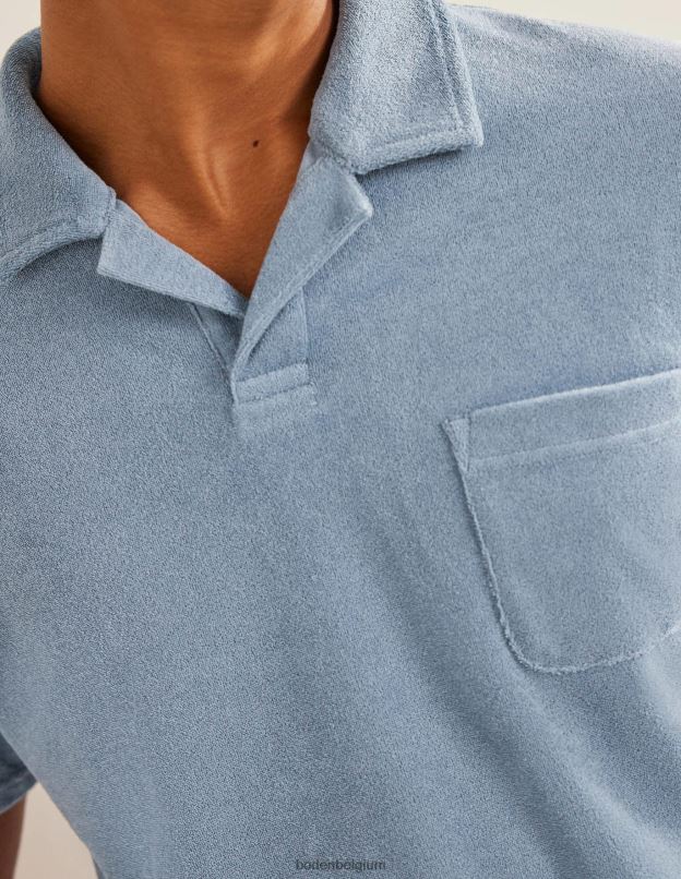 Hommes Boden capitaines bleus polo en éponge à col ouvert vêtements Z42D03640