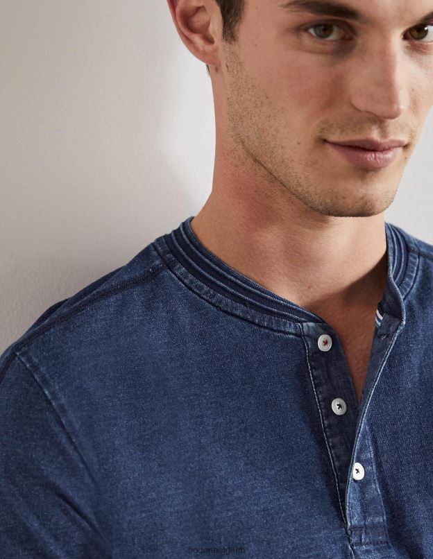 Hommes Boden indigo Henley à manches courtes vêtements Z42D03610