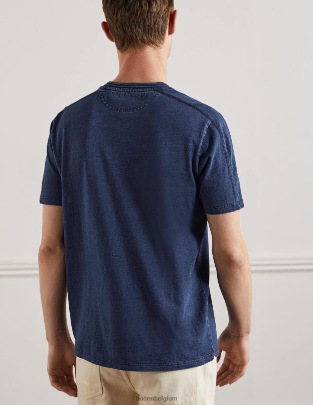 Hommes Boden indigo Henley à manches courtes vêtements Z42D03610