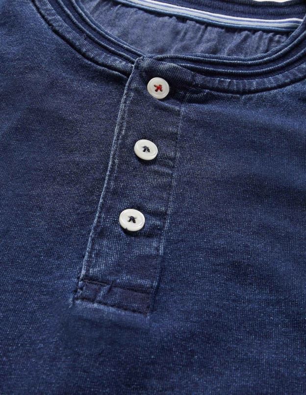 Hommes Boden indigo Henley à manches courtes vêtements Z42D03610