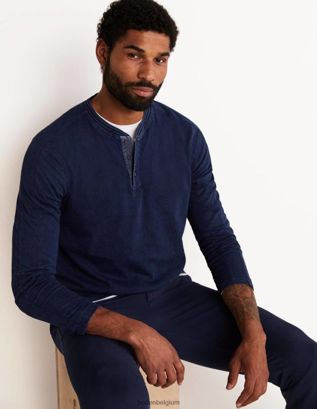 Hommes Boden indigo Henley à manches longues vêtements Z42D03588