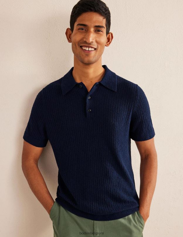 Hommes Boden marine française polo en maille bouclée vêtements Z42D03497