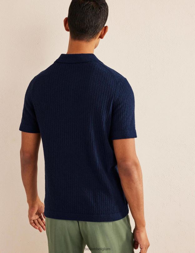 Hommes Boden marine française polo en maille bouclée vêtements Z42D03497