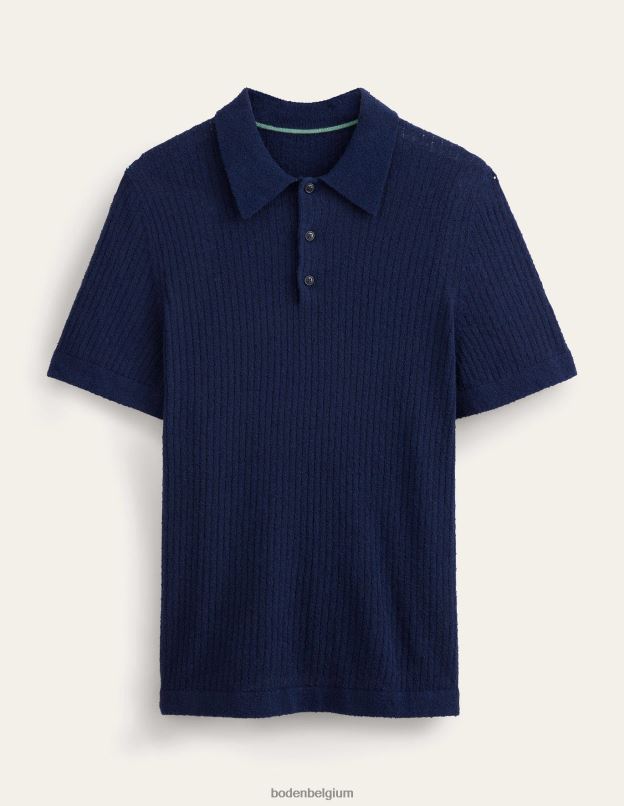 Hommes Boden marine française polo en maille bouclée vêtements Z42D03497