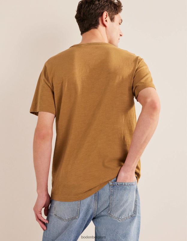 Hommes Boden ours en peluche marron t-shirt flammé blanchi vêtements Z42D03550