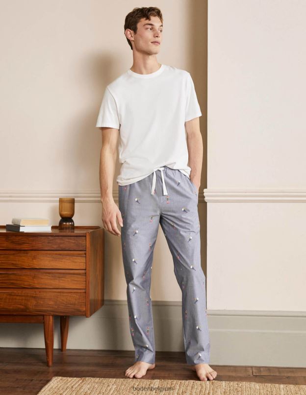 Hommes Boden toucans en chambray bas de pyjama en popeline de coton vêtements Z42D03598