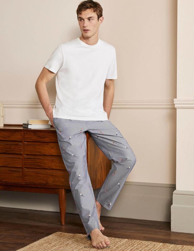 Hommes Boden toucans en chambray bas de pyjama en popeline de coton vêtements Z42D03598