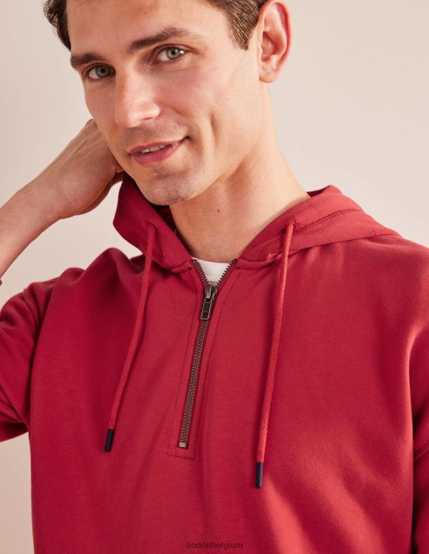 Hommes Boden rouge pompéien sweat à capuche à demi-zip teint en pièce vêtements Z42D03551