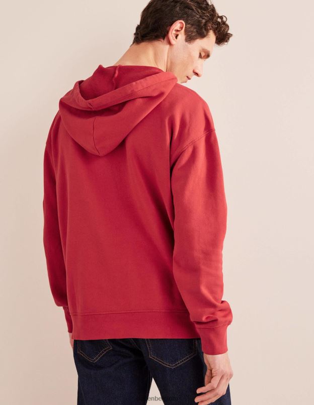 Hommes Boden rouge pompéien sweat à capuche à demi-zip teint en pièce vêtements Z42D03551