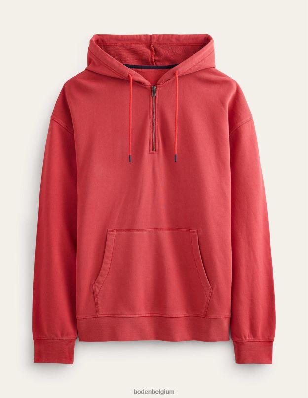 Hommes Boden rouge pompéien sweat à capuche à demi-zip teint en pièce vêtements Z42D03551